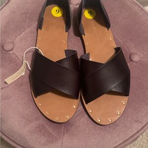 NWT Cynthia Rowley Fiona black double strap crisscross design sandals